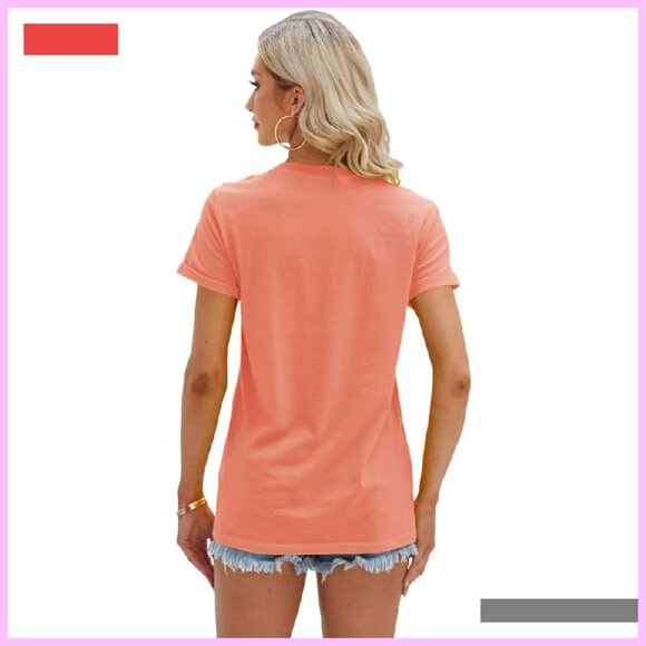 Women's Short Sleeve Graphic Tee Loose Fit Summer Top - Picture 4 of 4